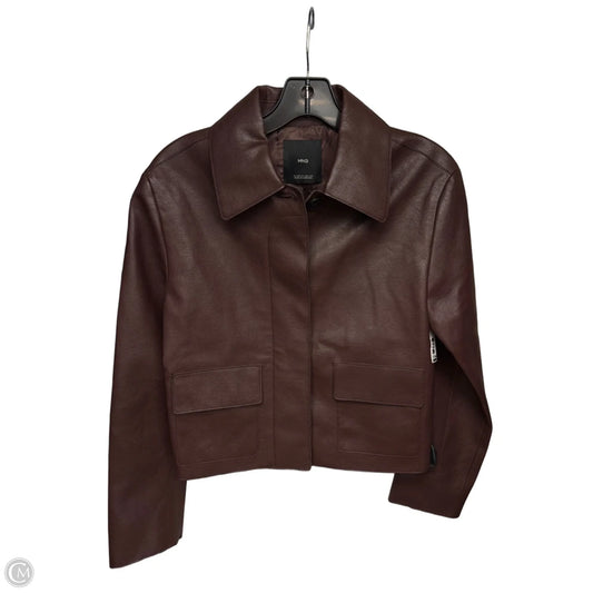 Jacket Moto Leather By Mng In Brown, Size: Xs