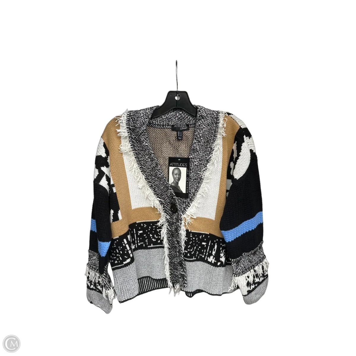 Cardigan By Attitude In Black & White, Size: L