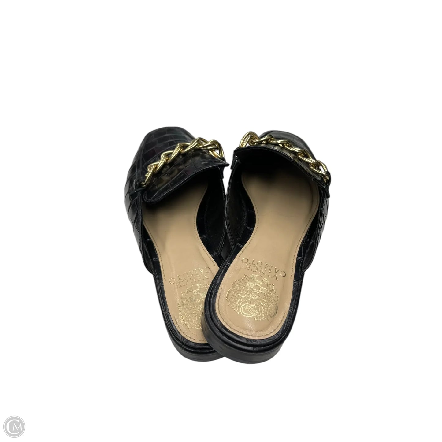 Shoes Flats Mule And Slide By Vince Camuto In Black Gold, Size: 8