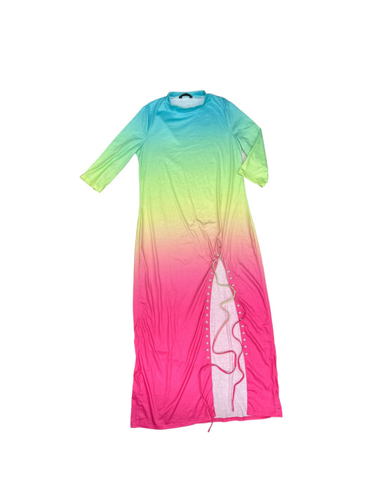 Rainbow Print Dress Casual Maxi Clothes Mentor, Size L