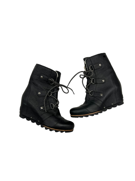 Black Boots Ankle Heels Sorel, Size 9.5