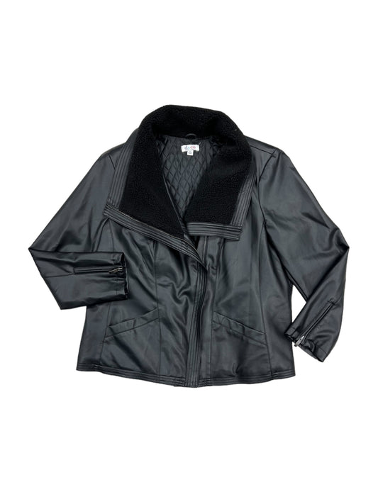 Black Jacket Faux Fur & Sherpa Denim And Co Qvc, Size Xl