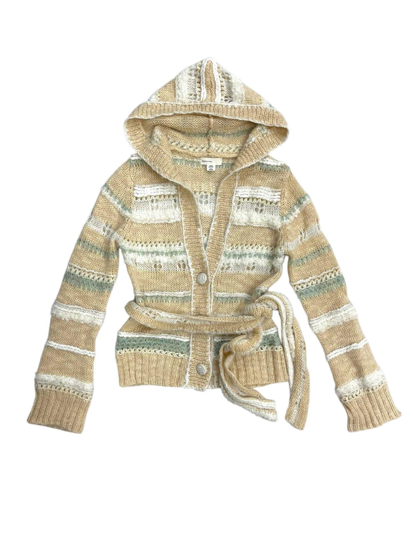 Cardigan By Sleeping On Snow In White & Yellow, Size: S