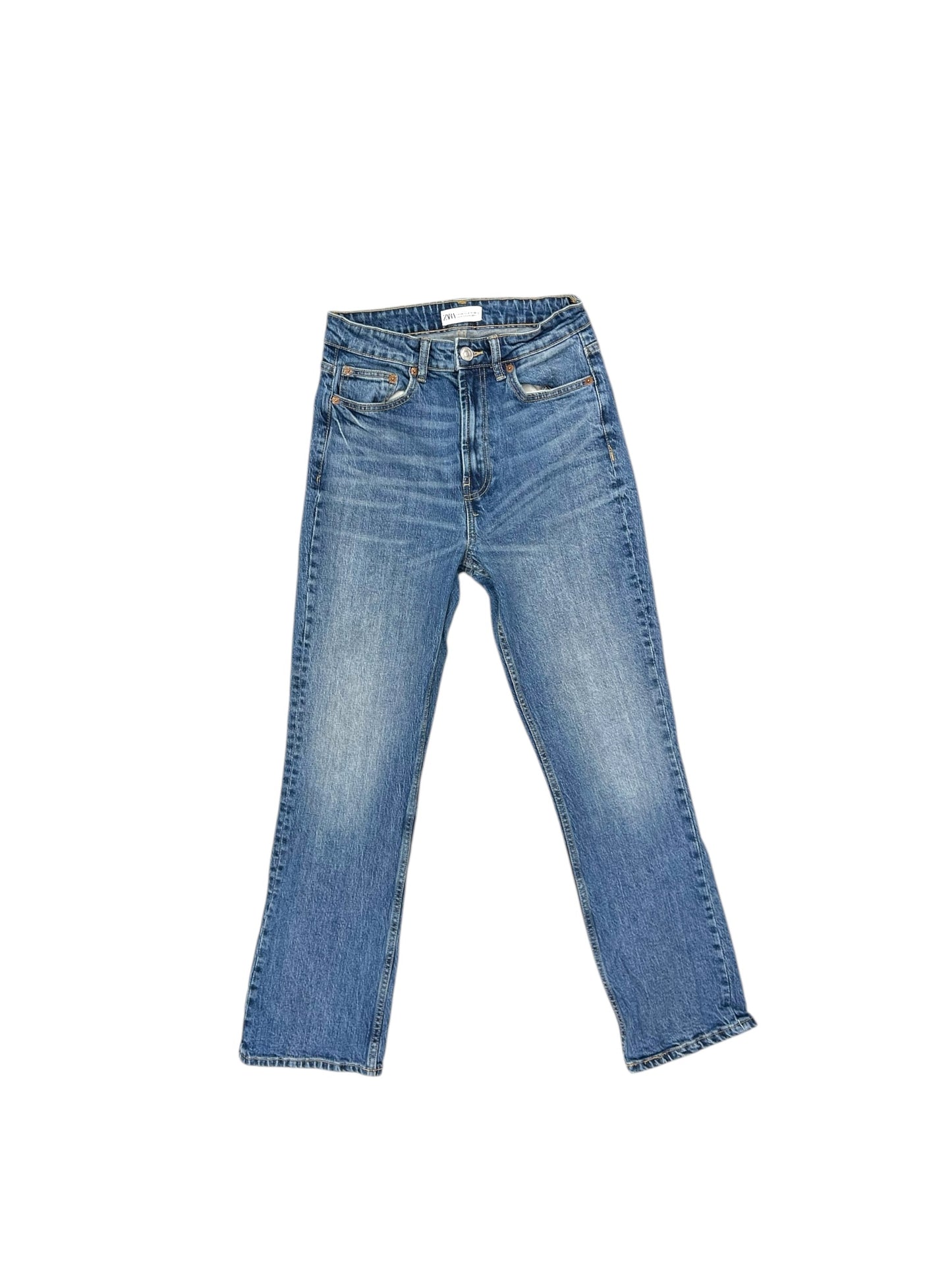 Jeans Straight By Zara In Blue Denim, Size: 6