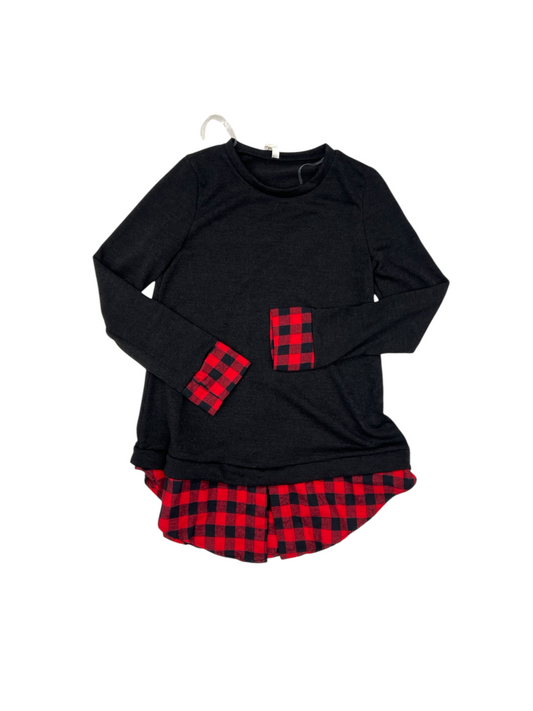 Top Long Sleeve By Pink Blush In Black & Red, Size: M