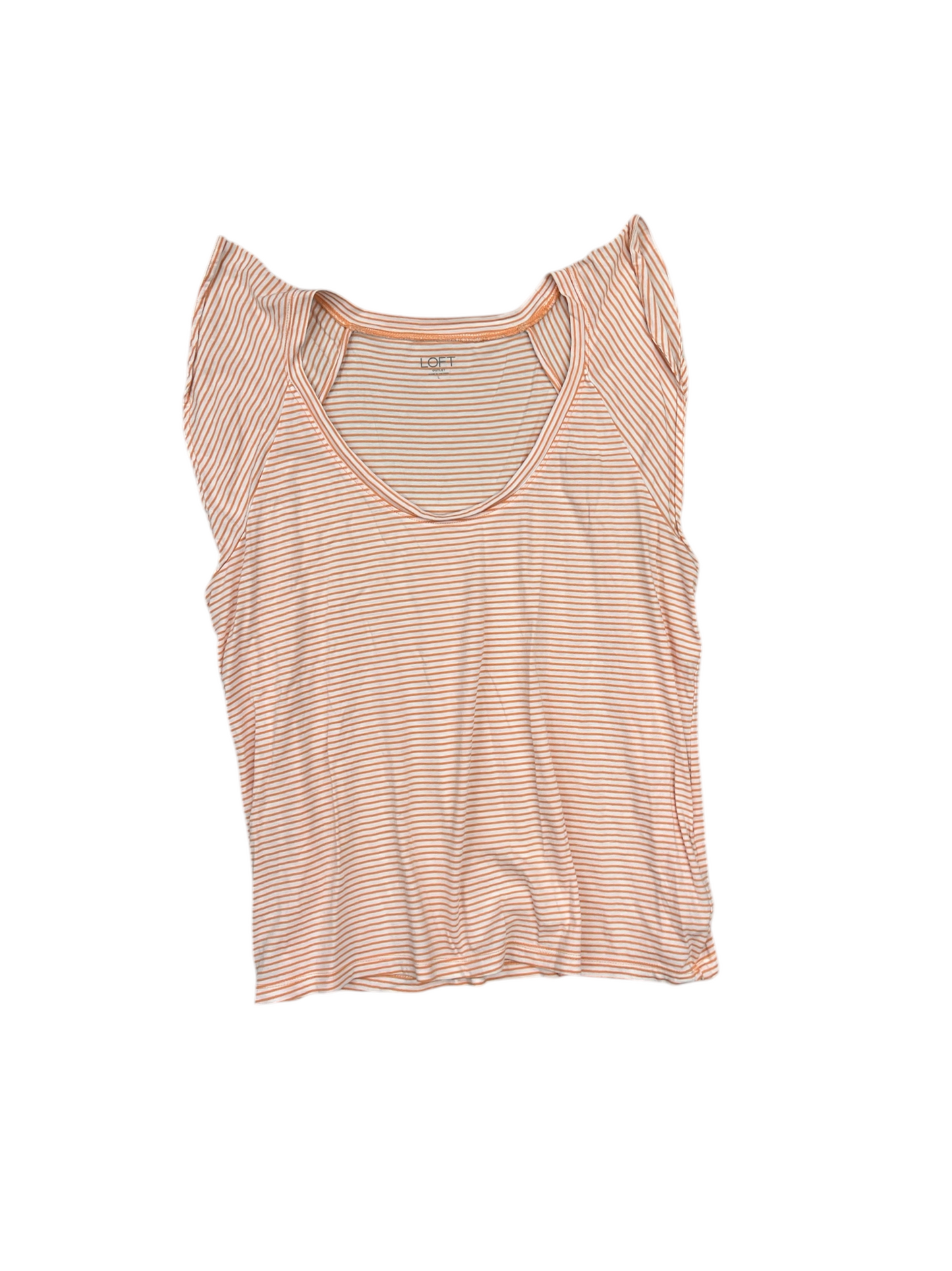 Top Sleeveless By Loft In Orange & White, Size: L