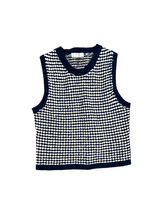 Top Sleeveless By OGD In Blue & White, Size: L