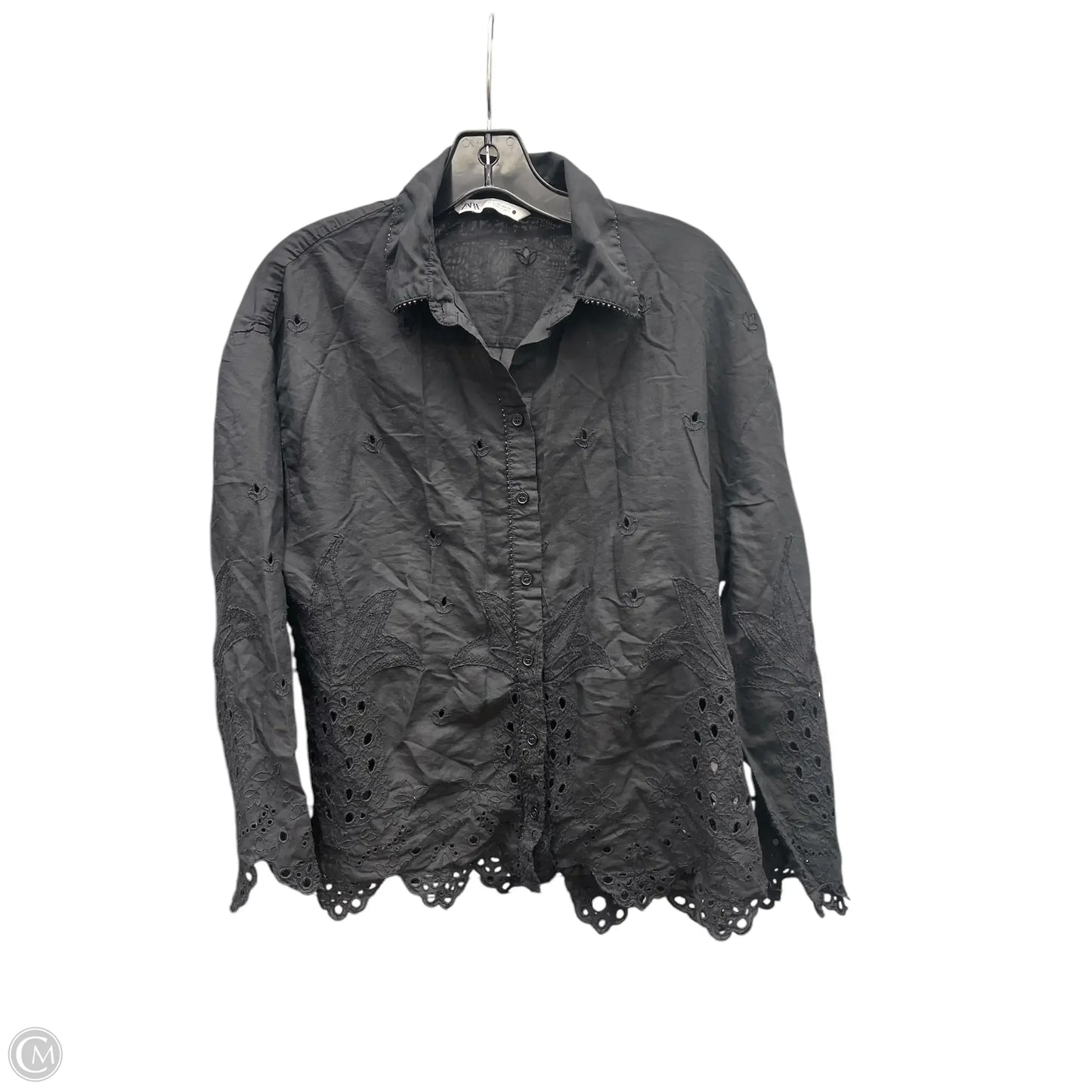 Top Long Sleeve By Zara In Black, Size: Xs