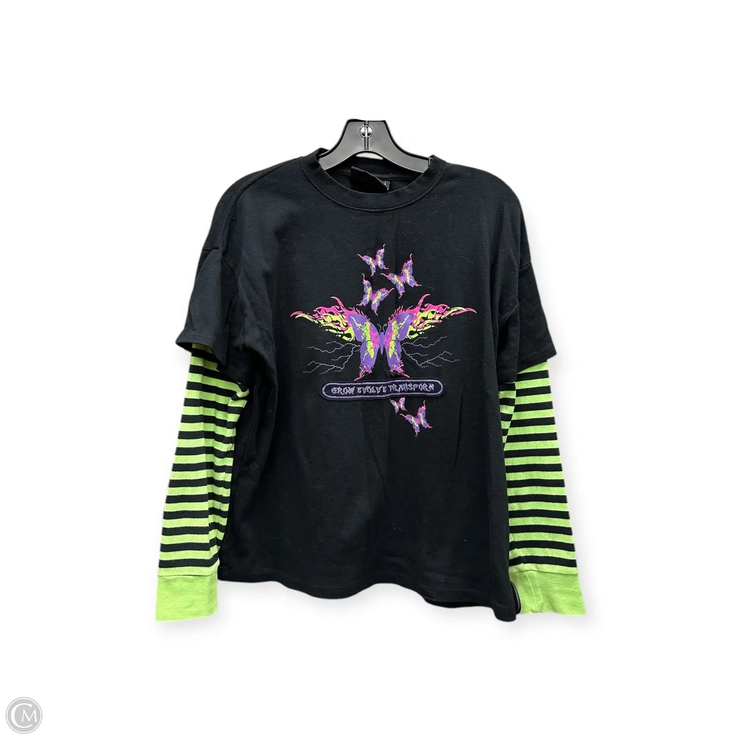 Top Long Sleeve By Clothes Mentor In Black & Green, Size: S