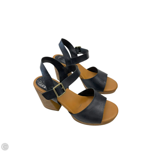 Sandals Heels Block By Kork Ease In Black & Brown, Size: 7