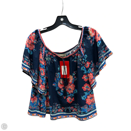 Top Short Sleeve By Flying Tomato In Blue, Size: M