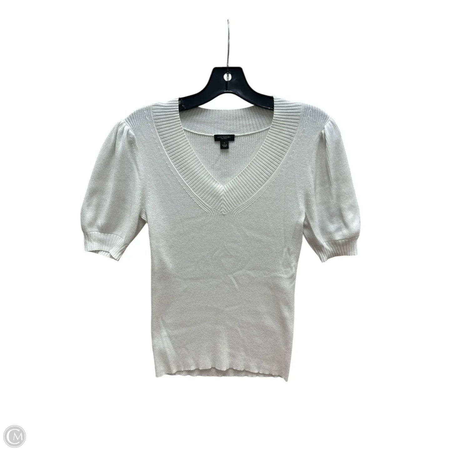Top Short Sleeve By Ann Taylor In White, Size: S