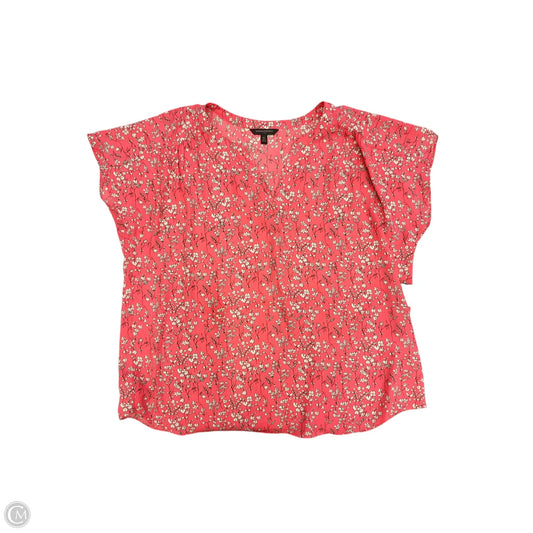 Top Short Sleeve By Banana Republic In Pink & White, Size: Xl