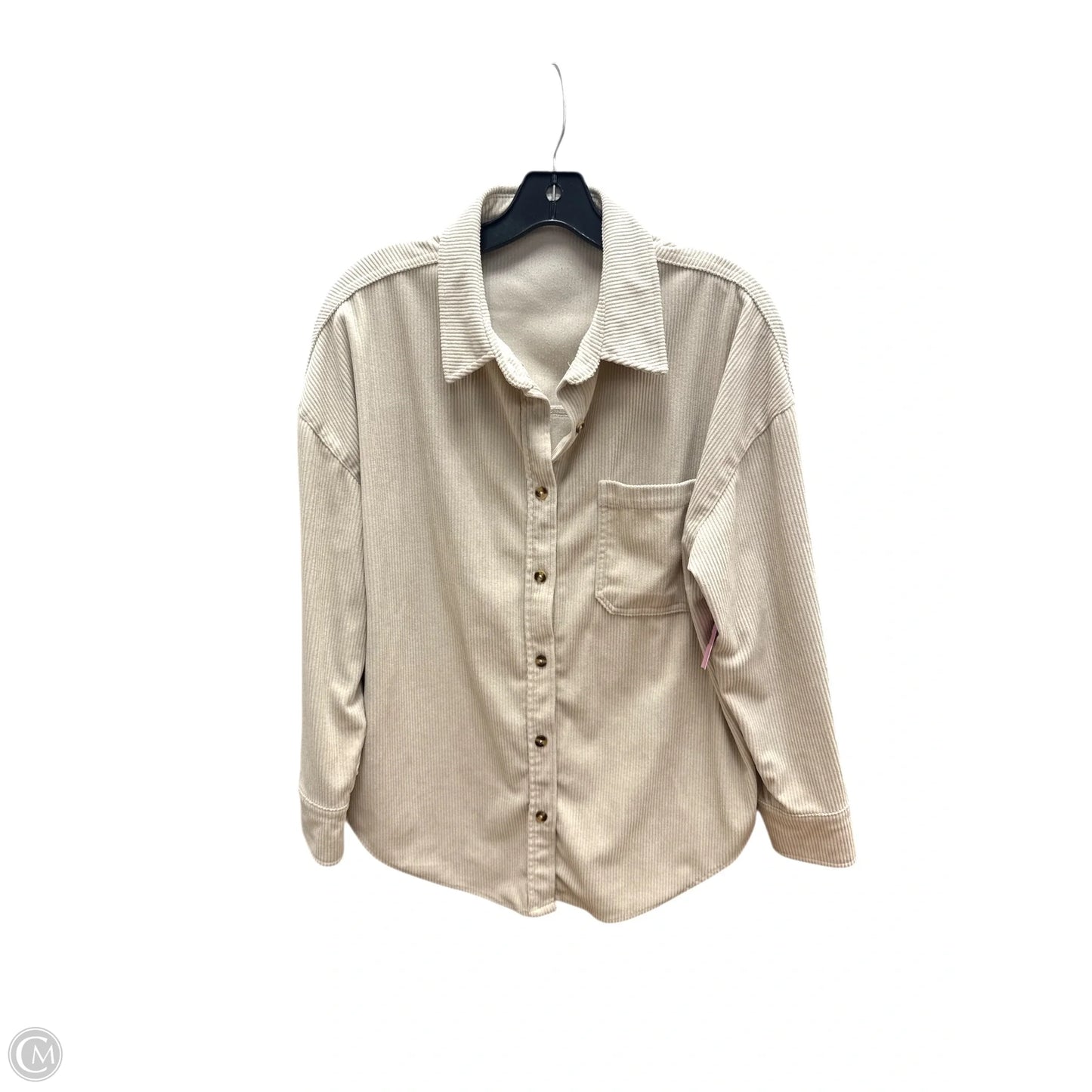 Jacket Shirt By Clothes Mentor In Cream, Size: S
