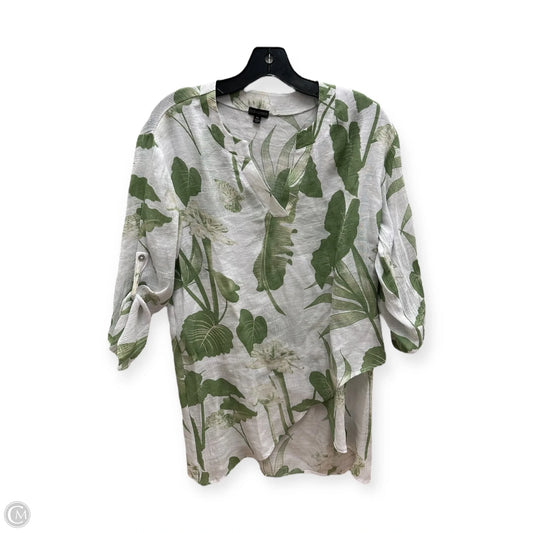 Top 3/4 Sleeve By Coco And Carmen In Green & White, Size: Xs