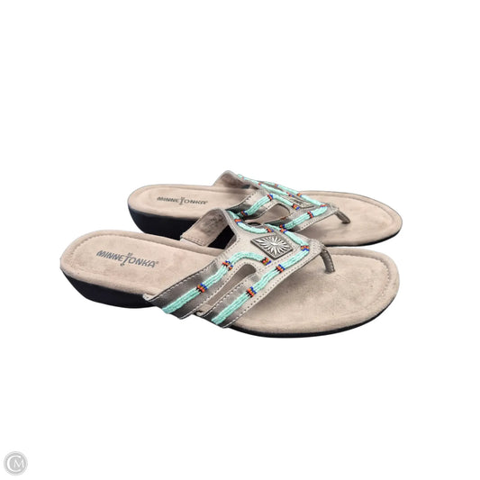 Sandals Flip Flops By Minnetonka In Grey, Size: 10