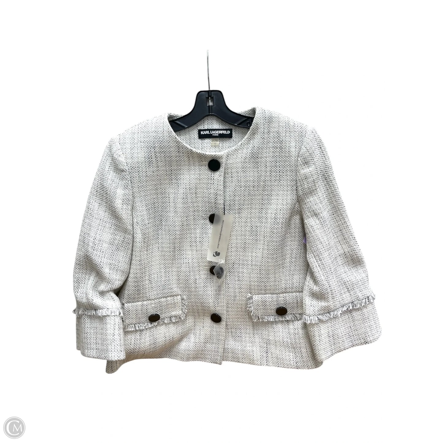 Blazer Designer By Karl Lagerfeld In White, Size: 12
