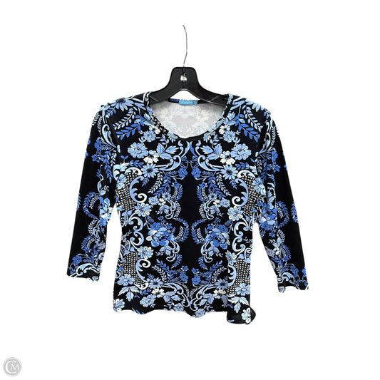 Top 3/4 Sleeve By J Mclaughlin In Black & Blue, Size: Xs