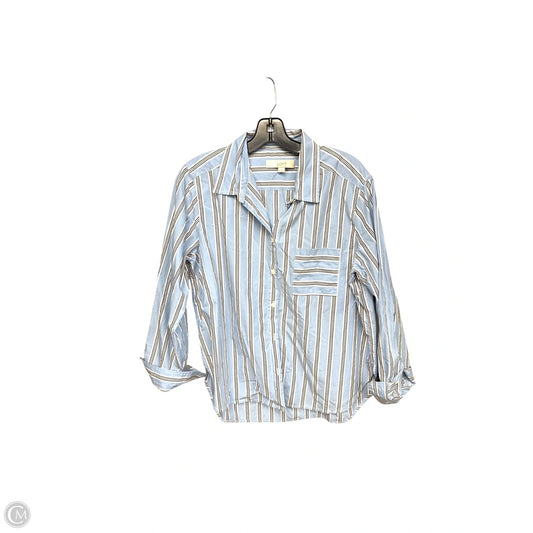 Top Long Sleeve By Loft In Blue & White, Size: M