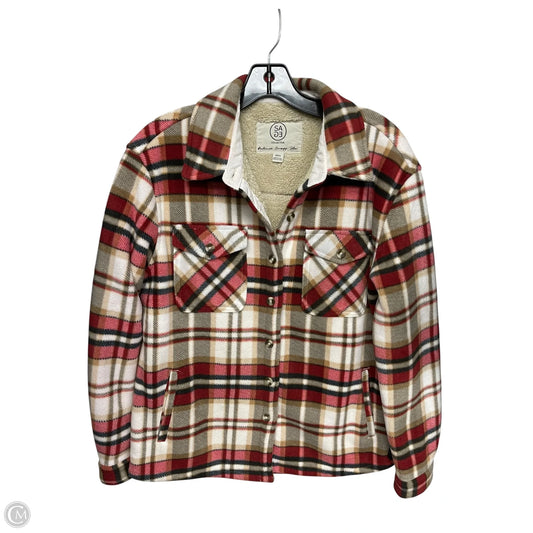 Jacket Faux Fur & Sherpa By Sage In Red & Tan, Size: S