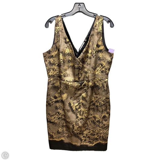 Dress Party Midi By Tahari By Arthur Levine In Brown & Gold, Size: Xl