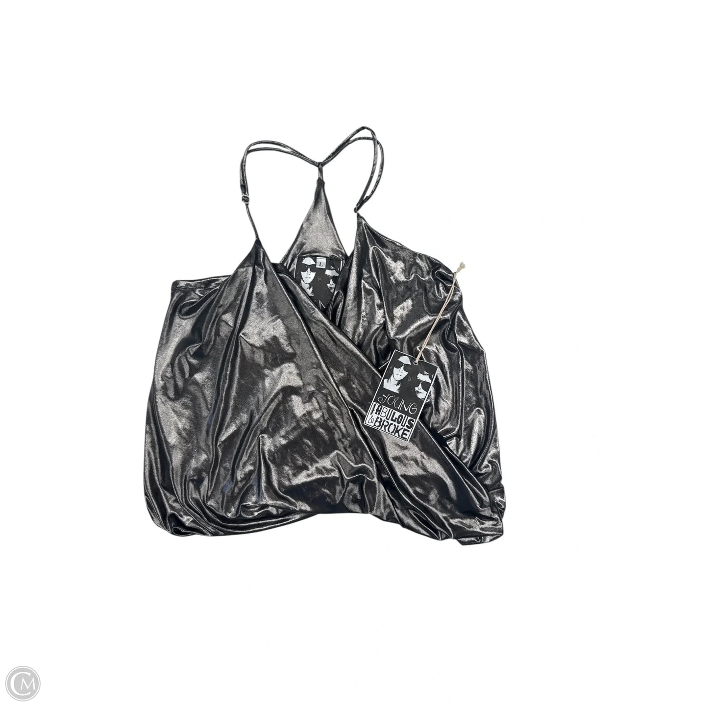Top Sleeveless By Young Fabulous & Broke In Silver, Size: L
