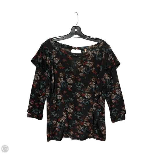 Top 3/4 Sleeve By Free People In Black & Purple, Size: L