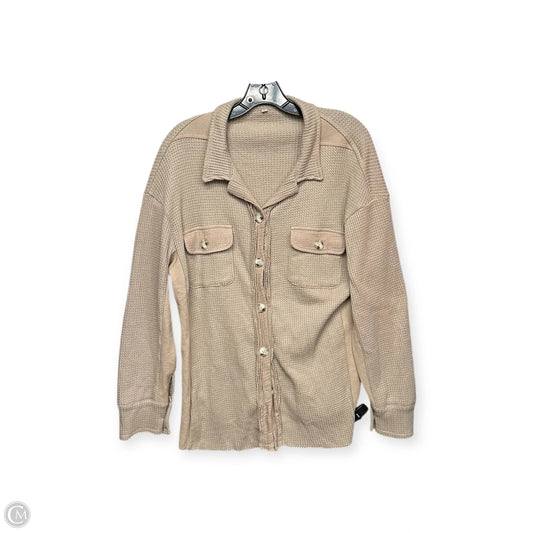Jacket Shirt By Clothes Mentor In Cream, Size: M