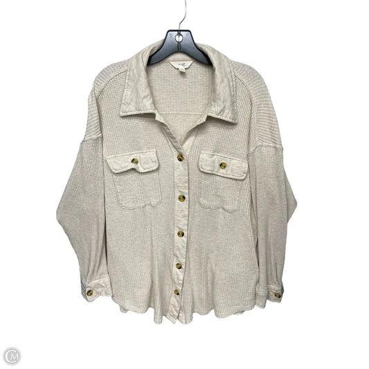 Jacket Shirt By Terra & Sky In Cream, Size: 1x