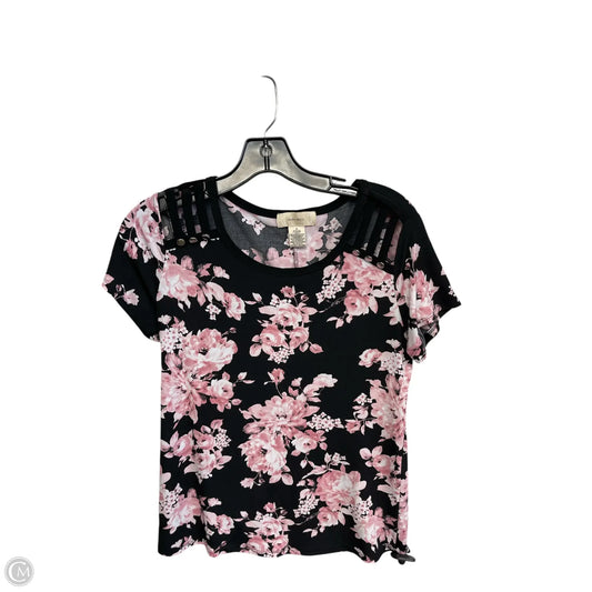 Top Short Sleeve By Clothes Mentor In Black & Pink, Size: S