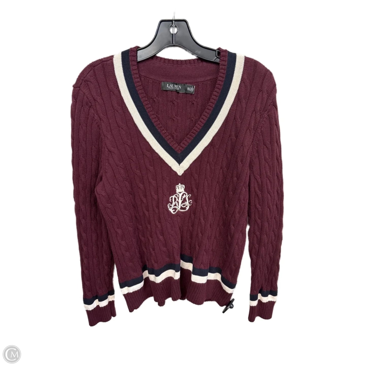 Sweater By Lauren By Ralph Lauren In Maroon, Size: Xxl