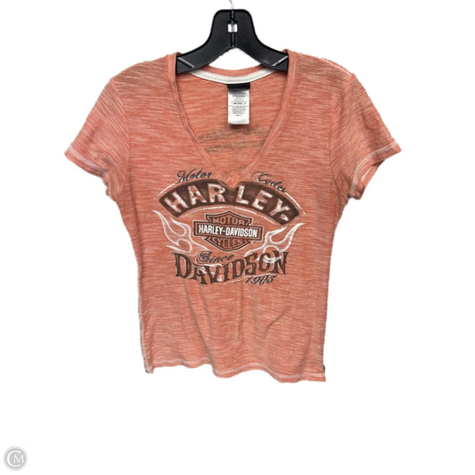 Top Short Sleeve By Harley Davidson In Orange, Size: S