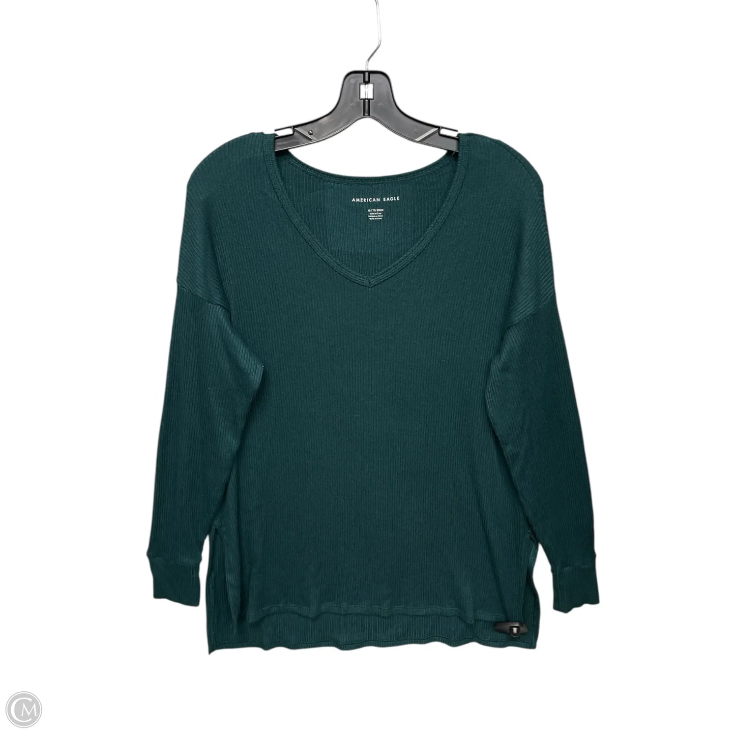 Top Long Sleeve By American Eagle In Green, Size: Xs