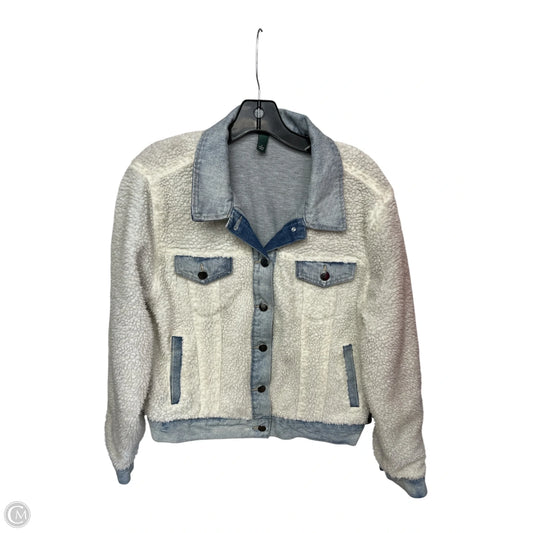 Jacket Faux Fur & Sherpa By Wild Fable In Blue & Cream, Size: S