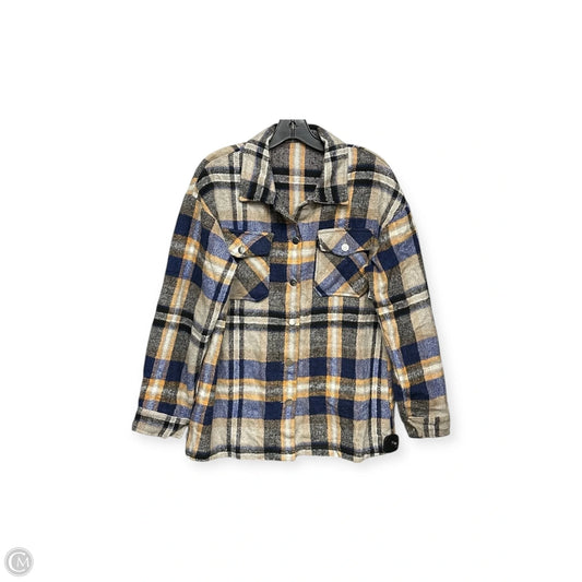 Jacket Shirt By Clothes Mentor In Blue & Yellow, Size: 0