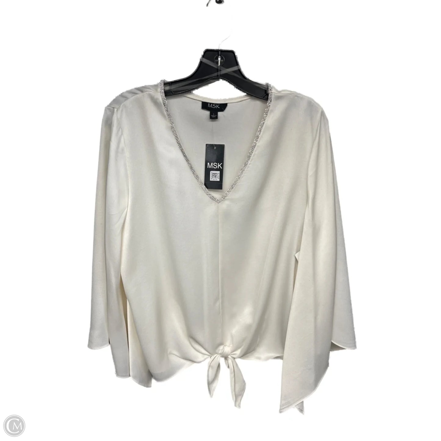 Top Long Sleeve By Msk In White, Size: L