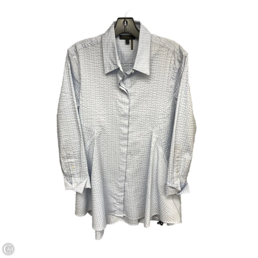 Tunic Long Sleeve By Donna Karan In Blue, Size: L