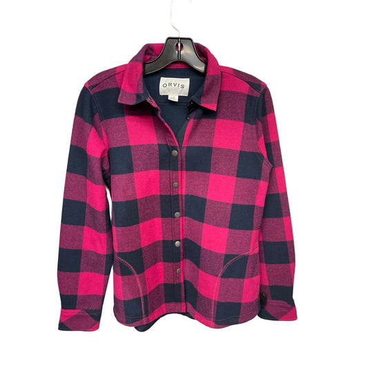 Jacket Shirt By Orvis In Blue & Pink, Size: S