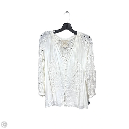 Top Long Sleeve By Johnny Was In White, Size: S
