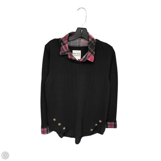 Sweater By New York Laundry In Black & Pink, Size: L