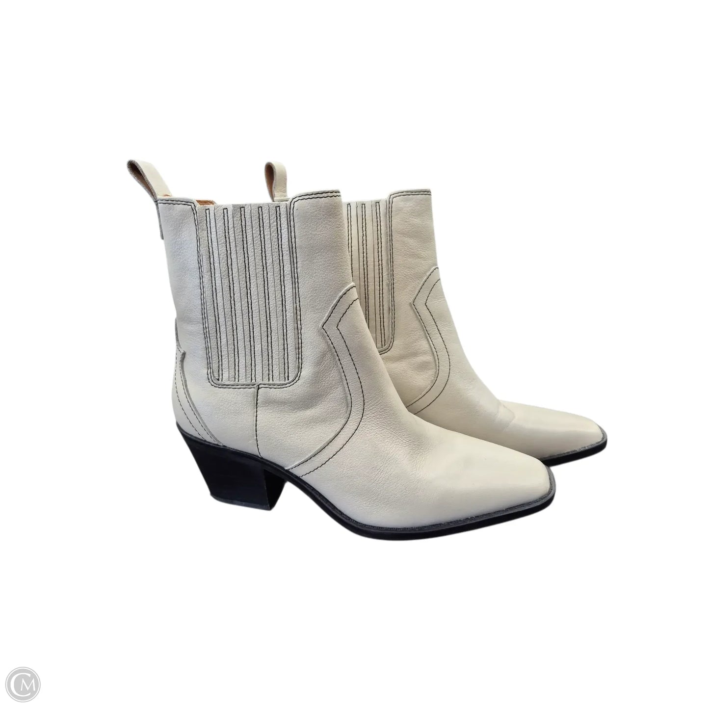 Boots Ankle Heels By Crown Vintage In White, Size: 6