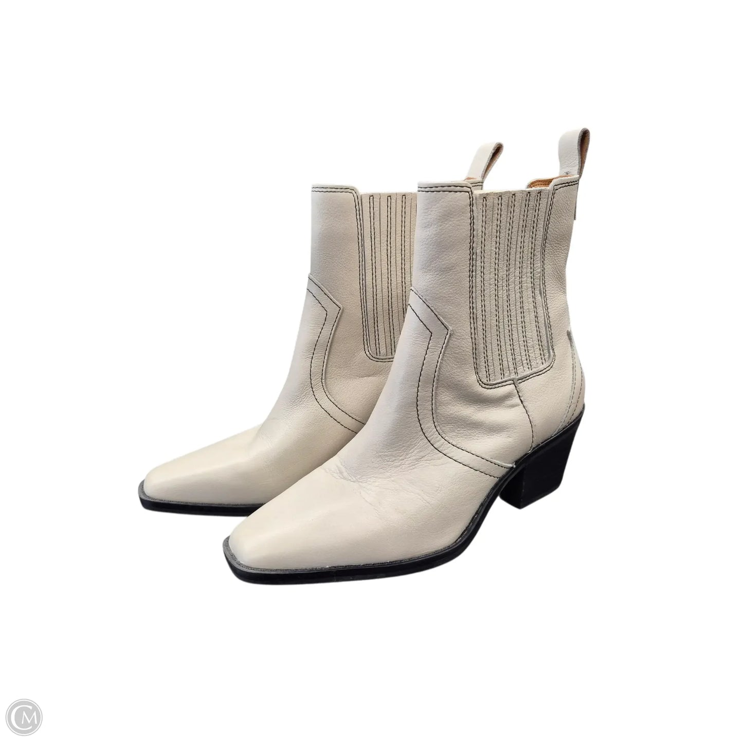 Boots Ankle Heels By Crown Vintage In White, Size: 6