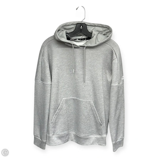 Athletic Sweatshirt Hoodie By Adidas In Grey, Size: M