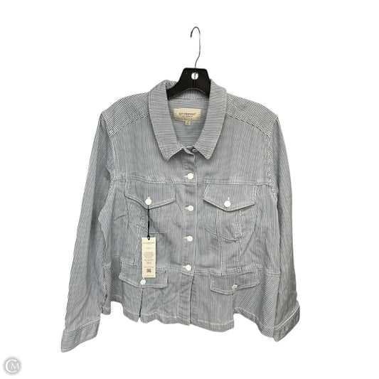 Jacket Denim By Liverpool In Blue & White, Size: 2x