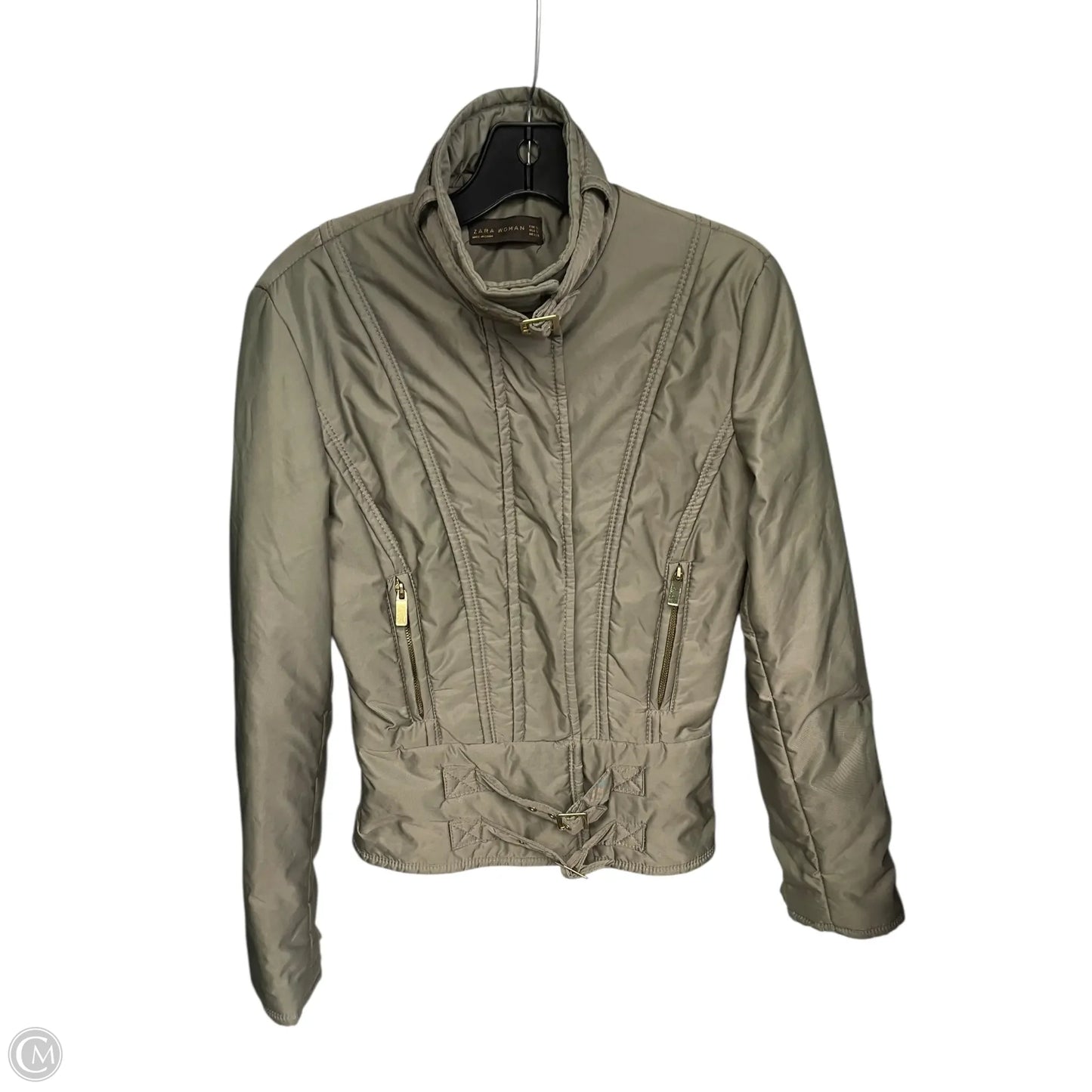 Jacket Moto By Zara In Green, Size: S