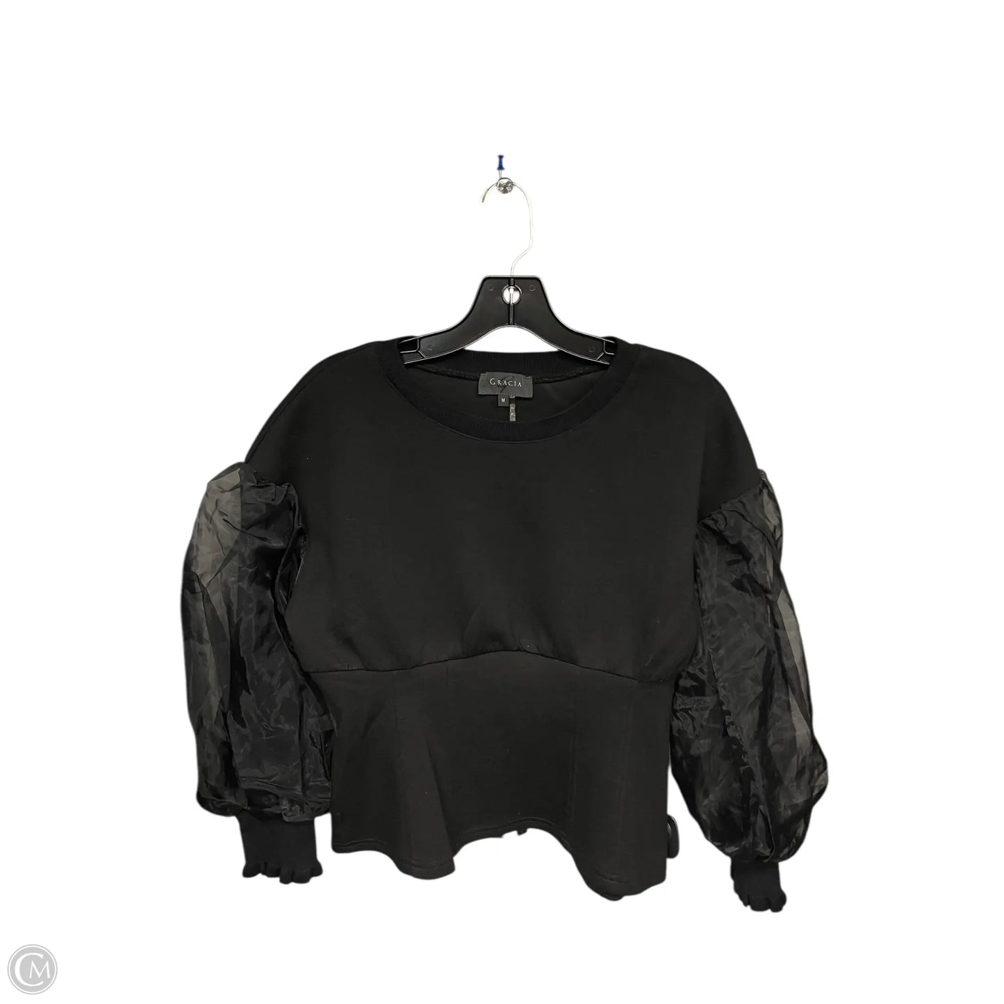 Top Long Sleeve By Gracia In Black, Size: M