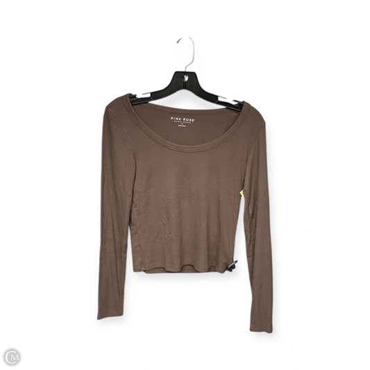 Top Long Sleeve Basic By Pink Rose In Brown, Size: M