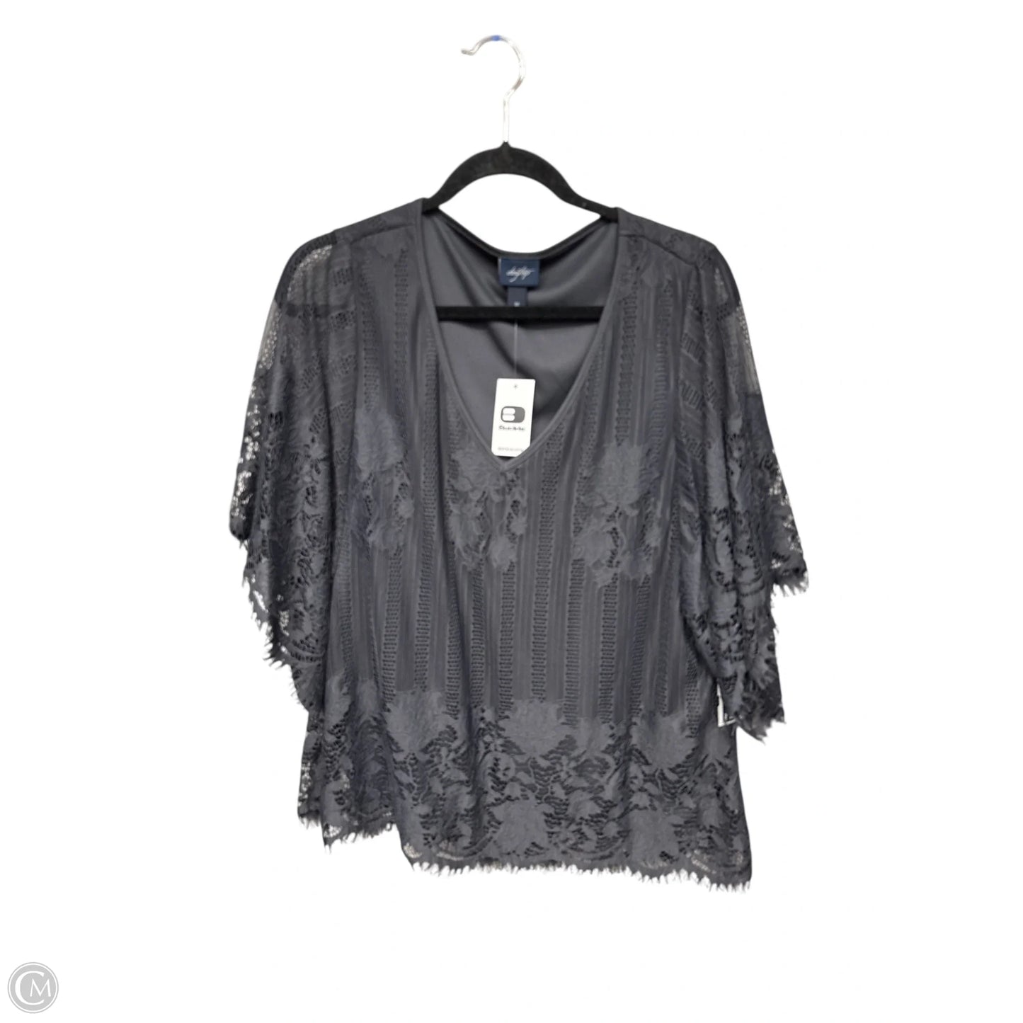 Top 3/4 Sleeve By Daytrip In Grey, Size: M