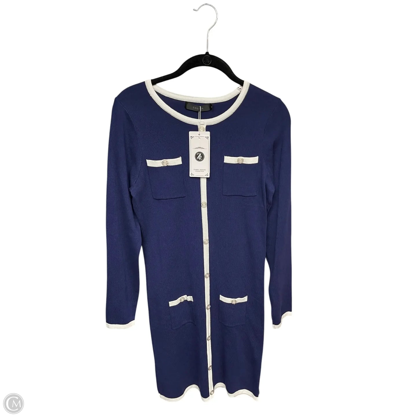 Dress Work By Zesica In Blue & White, Size: S