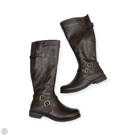 Boots Mid-calf Heels By Yuu Collection In Brown, Size: 7.5